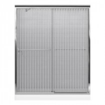 Fluence 59-5/8 in. x 55-3/4 in. Semi-Framed Sliding Shower Door in Bright Polished Silver with Falling Lines Glass