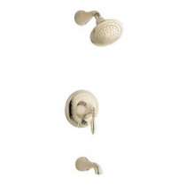 Finial 1-Handle Bath and Shower Faucet Trim in Vibrant French Gold (Valve Not Included)