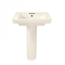 Boulevard Pedestal Combo Bathroom Sink in Linen with 4 in. Faucet Centers