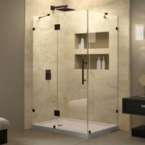 QuatraLux 32-1/4 in. x 46-5/16 in. x 72 in. Frameless Hinged Shower Enclosure in Oil Rubbed Bronze