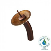 Single Hole 1-Handle Waterfall Faucet in Oil Rubbed Bronze with Amber Glass Disc
