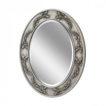 29 in. x 23 in. Classic Scroll Oval Mirror in Antique Nickel