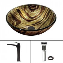 Glass Vessel Sink in Zebra and Blackstonian Faucet Set in Antique Rubbed Bronze