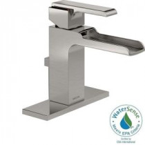 Ara Single Hole 1-Handle Open Channel Spout Bathroom Faucet in Stainless with Metal Pop-up