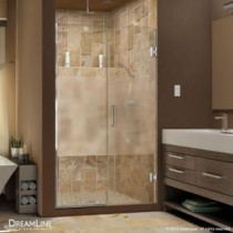 Unidoor Plus 51 to 51-1/2 in. x 72 in. Semi-Framed Hinged Shower Door with Half Frosted Glass in Chrome