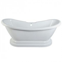 5.8 ft. Acrylic Double Slipper Pedestal Tub with 7 in. Deck Holes in White