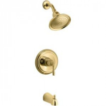 Devonshire 1-Handle Rite-Temp Tub and Shower Faucet Trim Kit in Vibrant Polished Brass (Valve Not Included)