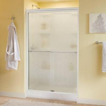 Phoebe 48 in. x 70 in. Semi-Frameless Sliding Shower Door in White with Rain Glass and Chrome Handle