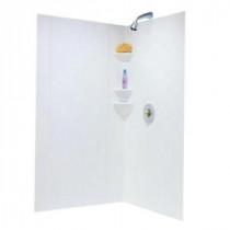 Neo Angle 38 in. x 38 in. x 70 in. 3-piece Easy Up Adhesive Shower Wall in White