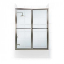 Newport Series 56 in. x 56 in. Framed Sliding Tub Door with Towel Bar in Brushed Nickel with Clear Glass