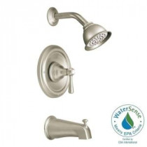 Kingsley Posi-Temp 1-Handle Tub and Shower with Moenflo XL Eco-Performance Trim Kit with Showerhead in Brushed Nickel