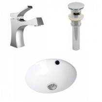 Round Undermount Bathroom Sink Set in White with Single Hole cUPC Faucet and Drain