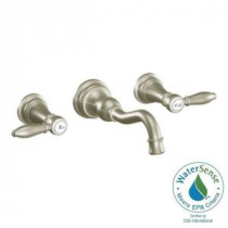 Weymouth 2-Handle Wall Mount High Arc Bathroom Faucet in Brushed Nickel (Valve Not Included)