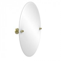 Tango Collection 21 in. x 29 in. Frameless Oval Single Tilt Mirror with Beveled Edge in Satin Brass