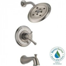 Cassidy 1-Handle H2Okinetic Tub and Shower Faucet Trim Kit Only in Stainless (Valve Not Included)