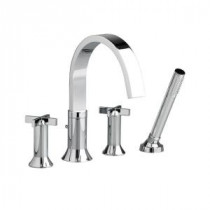 Berwick Cross 2-Handle Deck-Mount Roman Tub Faucet with HandShower in Polished Chrome