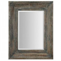 34 in. x 27 in. Blue/Green Rectangle Framed Mirror