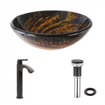 Vessel Sink in Northern Lights with Linus Faucet in Antique Rubbed Bronze