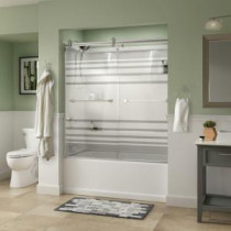 Crestfield 60 in. x 58-3/4 in. Semi-Framed Contemporary Style Sliding Bathtub Door in Chrome with Transition Glass