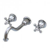 Wall Mount 2-Handle Elegant Spout Bathroom Faucet in Triple Plated Chrome