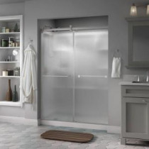 Crestfield 60 in. x 71 in. Semi-Framed Contemporary Style Sliding Shower Door in Nickel with Rain Glass