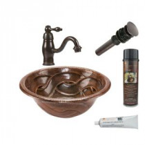 All-in-One Round Braided Self Rimming Hammered Copper Bathroom Sink in Oil Rubbed Bronze