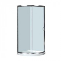 36 in. x 36 in. x 77-1/2 in. Semi-Frameless Neo-Round Shower Enclosure in Chrome with Base Clear Glass