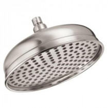 Antique Bell 1-Spray 10 in. Fixed Shower Head in Brushed Nickel