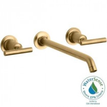 Purist Wall-Mount 2-Handle Bathroom Faucet Trim Kit in Brushed Gold (Valve Not Included)