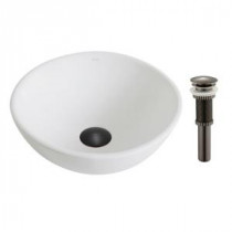 Elavo Vessel Sink in White with Pop-Up Drain in Oil Rubbed Bronze