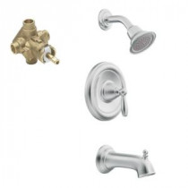 Brantford 1-Handle Posi-Temp Tub and Shower Faucet Trim Kit in Chrome - Valve Included