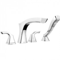 Tesla 2-Handle Deck-Mount Roman Tub Faucet Trim Kit with Handshower in Chrome (Valve Not Included)