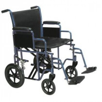 Bariatric Heavy Duty Blue Transport Wheelchair with Swing Away Footrest
