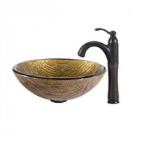 Terra Glass Vessel Sink in Multicolor and Riviera Faucet in Oil Rubbed Bronze