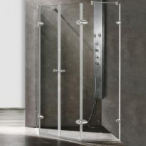Gemini 40 in. x 73.375 in. Frameless Neo-Angle Shower Enclosure in Brushed Nickel with Clear Glass