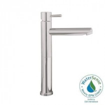 Serin Single Hole Single-Handle Mid-Arc Vessel Bathroom Faucet with Grid Drain in Satin Nickel
