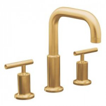 Purist Deck Mount 8 in. Widespread 2-Handle High-Arc Bathroom Faucet Trim in Vibrant Moderne Brushed Gold