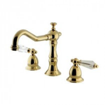 Transitional Crystal 8 in. Widespread 2-Handle High-Arc Bathroom Faucet in Polished Brass