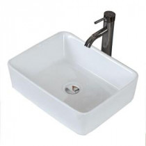 19-in. W x 14-in. D Above Counter Rectangle Vessel Sink In White Color For Deck Mount Faucet