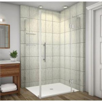 Avalux GS 40 in. x 30 in. x 72 in. Completely Frameless Shower Enclosure with Glass Shelves in Stainless Steel