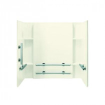 Accord 32 in. x 60 in. x 55-1/4 in. 3-piece Direct-to-Stud Tub and Shower Wall Set in Biscuit