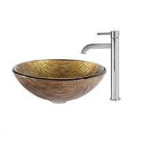 Terra Glass Vessel Sink in Multicolor and Ramus Faucet in Chrome