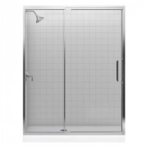 Lattis 60 in. x 76-5/8 in. Pivot Shower Door in Bright Silver