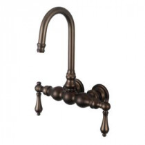 2-Handle Wall-Mount Vintage Gooseneck Claw Foot Tub Faucet with Lever Handles in Oil Rubbed Bronze