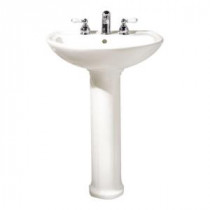 Cadet Pedestal Combo Bathroom Sink with 8 in. Faucet Centers in White