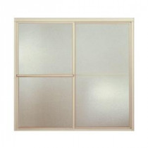 Deluxe 59-3/8 in. x 56-1/4 in. Framed Sliding Tub/Shower Door in Nickel with Pebbled Glass Texture