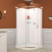 Solo 34-3/8 in. x 34-3/8 in. x 72 in. Framed Sliding Shower Enclosure in Chrome with Shower Base and Backwalls