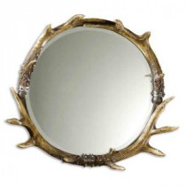 26 in. x 24 in. Stag Horn Round Framed Mirror