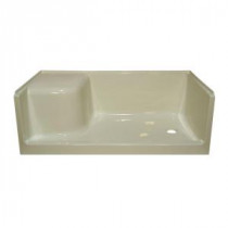 Elite 60 in. x 32 in. Single Threshold Seated Shower Base with Right Drain in Biscuit