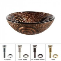 Glass Vessel Sink in Luna with Pop-Up Drain and Mounting Ring in Gold